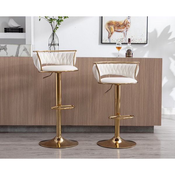 Mercer41 Velvet Swivel Bar Stool Set Of 2 Black (Set Of 2) & Reviews Wayfair Canada